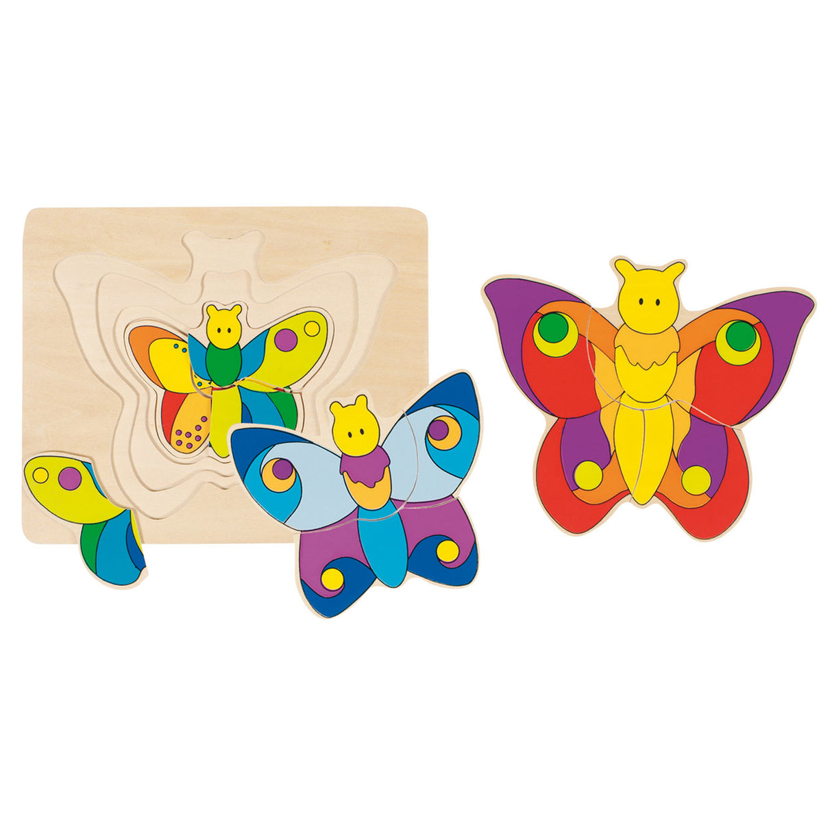 Goki wooden 3-layer puzzle butterfly