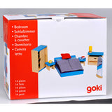 Meubles pour maison de poupée Goki : chambre à coucher moderne 14 pièces (y compris linge de lit, hors TVA)