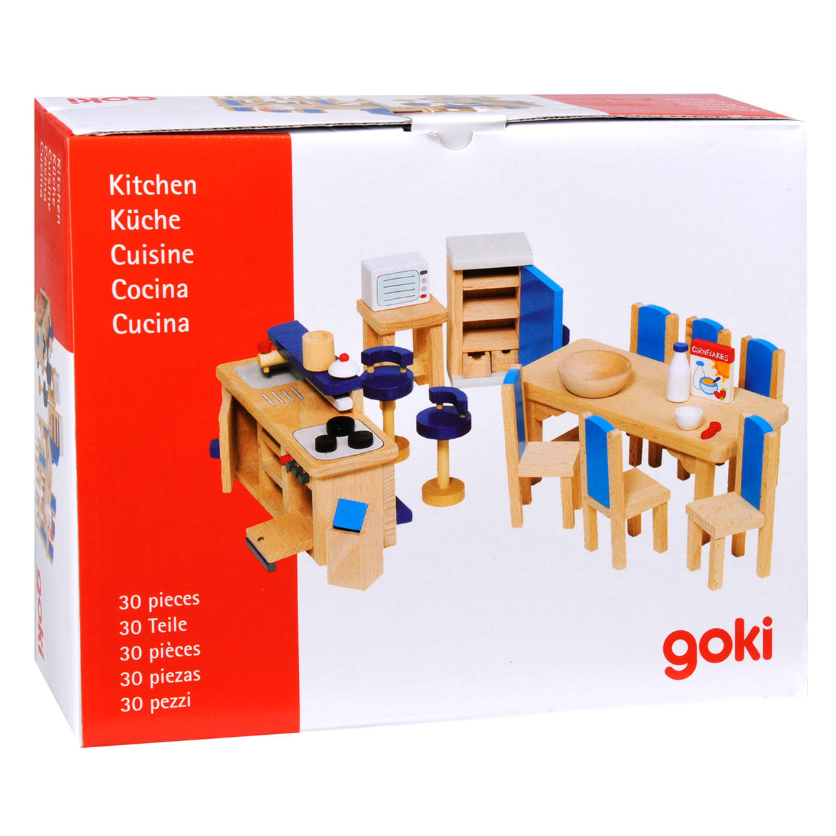 Meubles pour maison de poupée Goki : cuisine moderne 30 pièces (y compris accessoires, hors TVA)