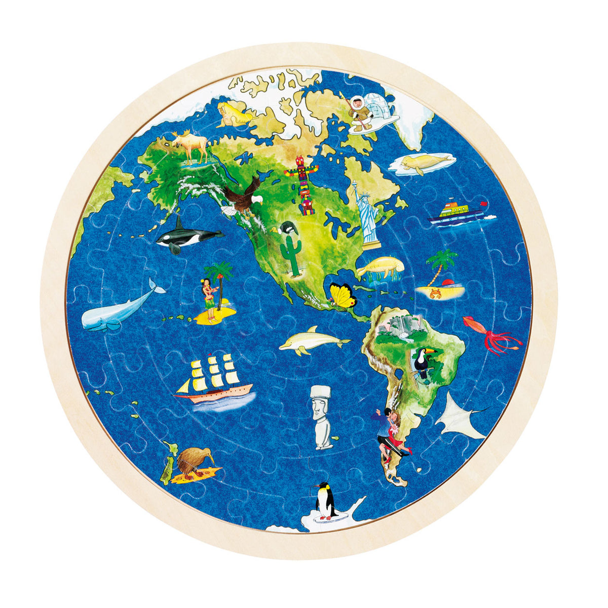 Goki puzzle autour du monde. 2 faces. 57 pièces.