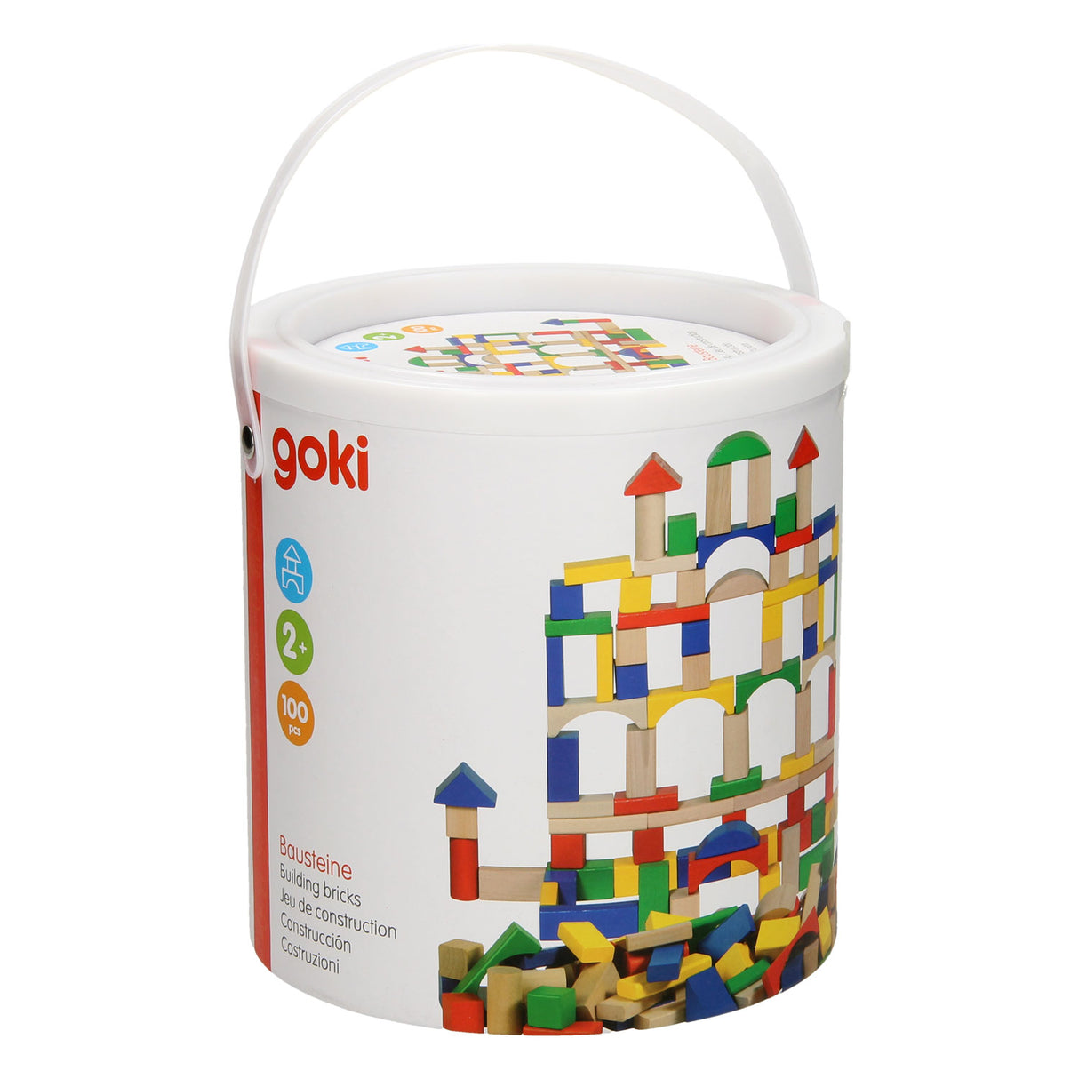 Blocs de construction en bois Goki en tonnes - couleur, 100 pcs.