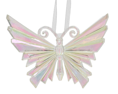 Decoris Pendentif de Noël papillon en plastique irisé