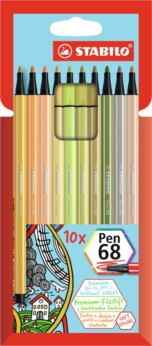 Stabilo pen 68 - feutre - lot de 10 pièces