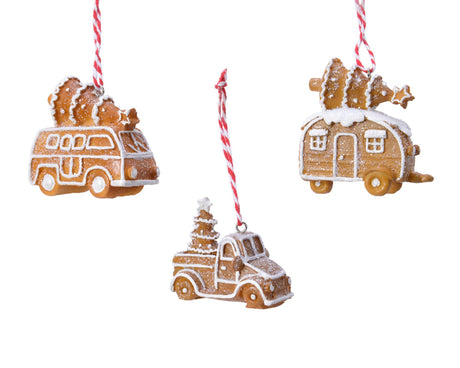 Decoris Pendentif de Noël véhicule avec sapin de Noël poly