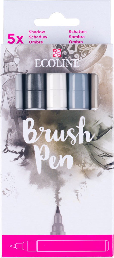 Bruynzeel – ensemble de stylos pinceaux ecoline, ombre, 5 couleurs