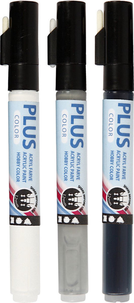 Creotime set de marqueurs plus couleur 1-2 mm blanc cassé-noir-gris