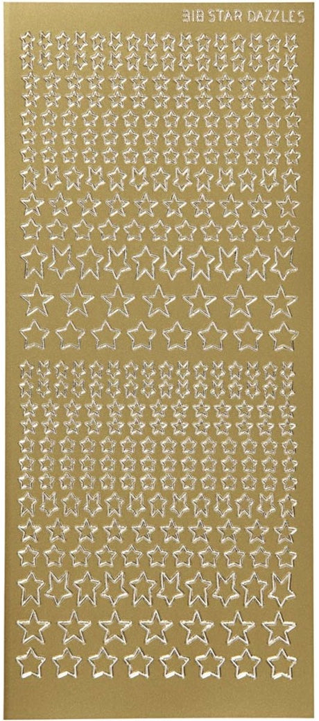 Autocollants Creativ company, étoiles, feuille 10x23 cm, or, 1 feuille