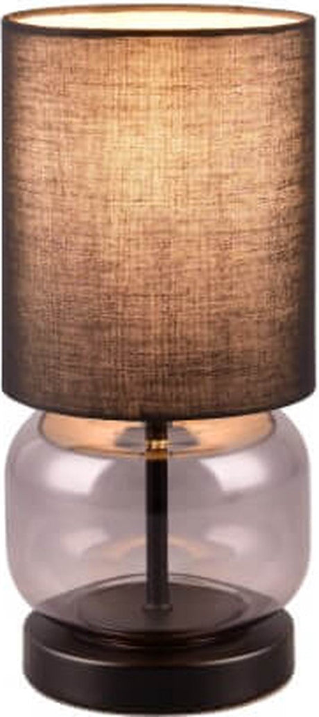 Trio elio - lampe de table - noir mat - excl. 1x e27 40w - interrupteur à cordon - verre fumé