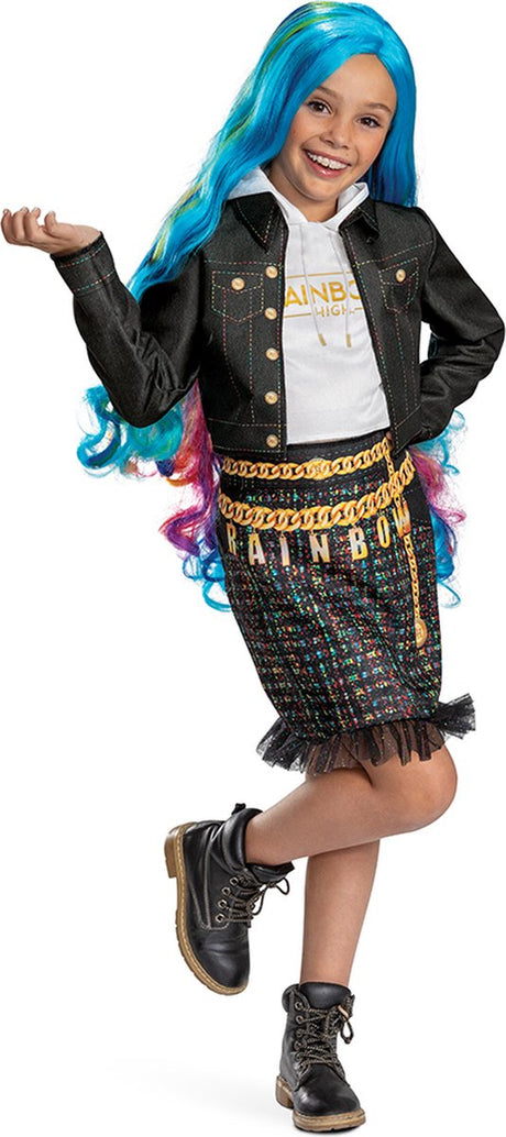 Déguisement arc-en-ciel haut (mga), costume amaya classique, taille m (7-8 ans), pour filles