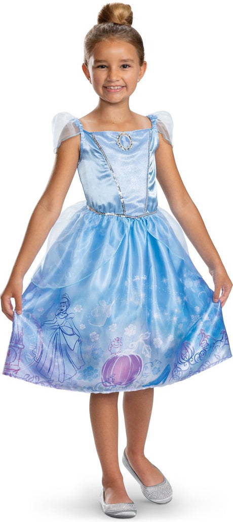 Déguisement princesse disney - cendrillon, robe cendrillon classique du livre de contes, taille xs (3-4 ans), fille
