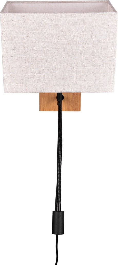 Applique Trio nilam avec liseuse - bois naturel - abat-jour écru