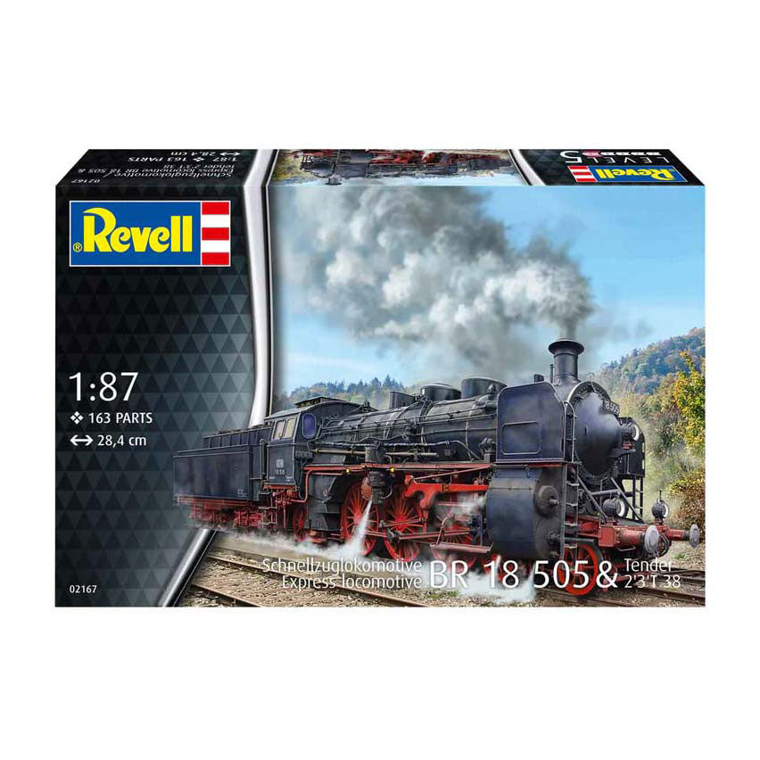 Revell maquette véhicule militaire - 02167 baureihe 18 505 - annexe 2'3' t 38 - locomotive à vapeur en plastique - 1:87 - modélisme