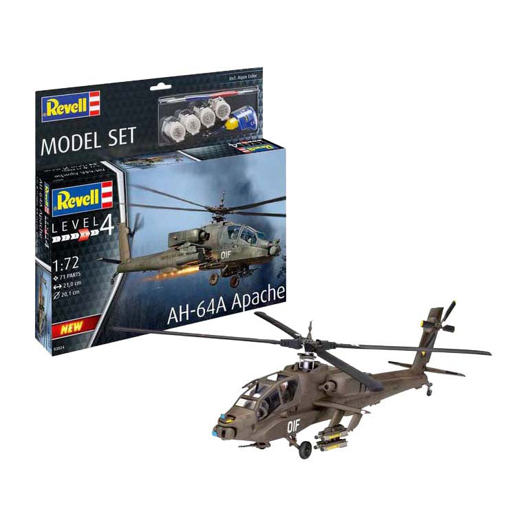 Maquette Revell - ah-64a apache 1:72 - 71 pcs. - y compris couleurs de peinture de base