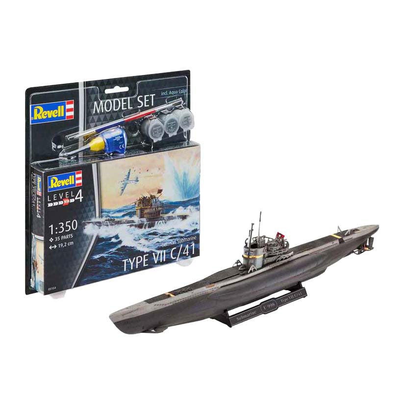 Maquette Revell - Sous-marin allemand type VII C 41 1:350 - 35 pcs. - y compris couleurs de peinture de base