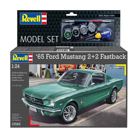 Maquette Revell - 1965 Ford Mustang 2+2 fastback 1:24 - 82 pcs. - y compris couleurs de peinture de base