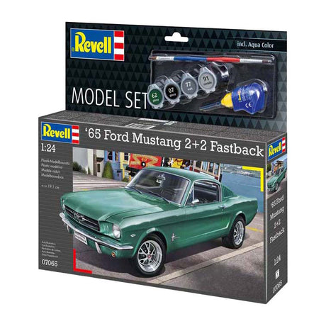 Maquette Revell - 1965 Ford Mustang 2+2 fastback 1:24 - 82 pcs. - y compris couleurs de peinture de base