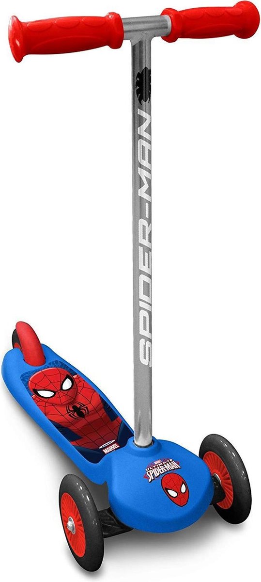 Trottinette pour enfants à 3 roues Marvel Spider-Man - trottinette à direction - garçons - bleu ; rouge
