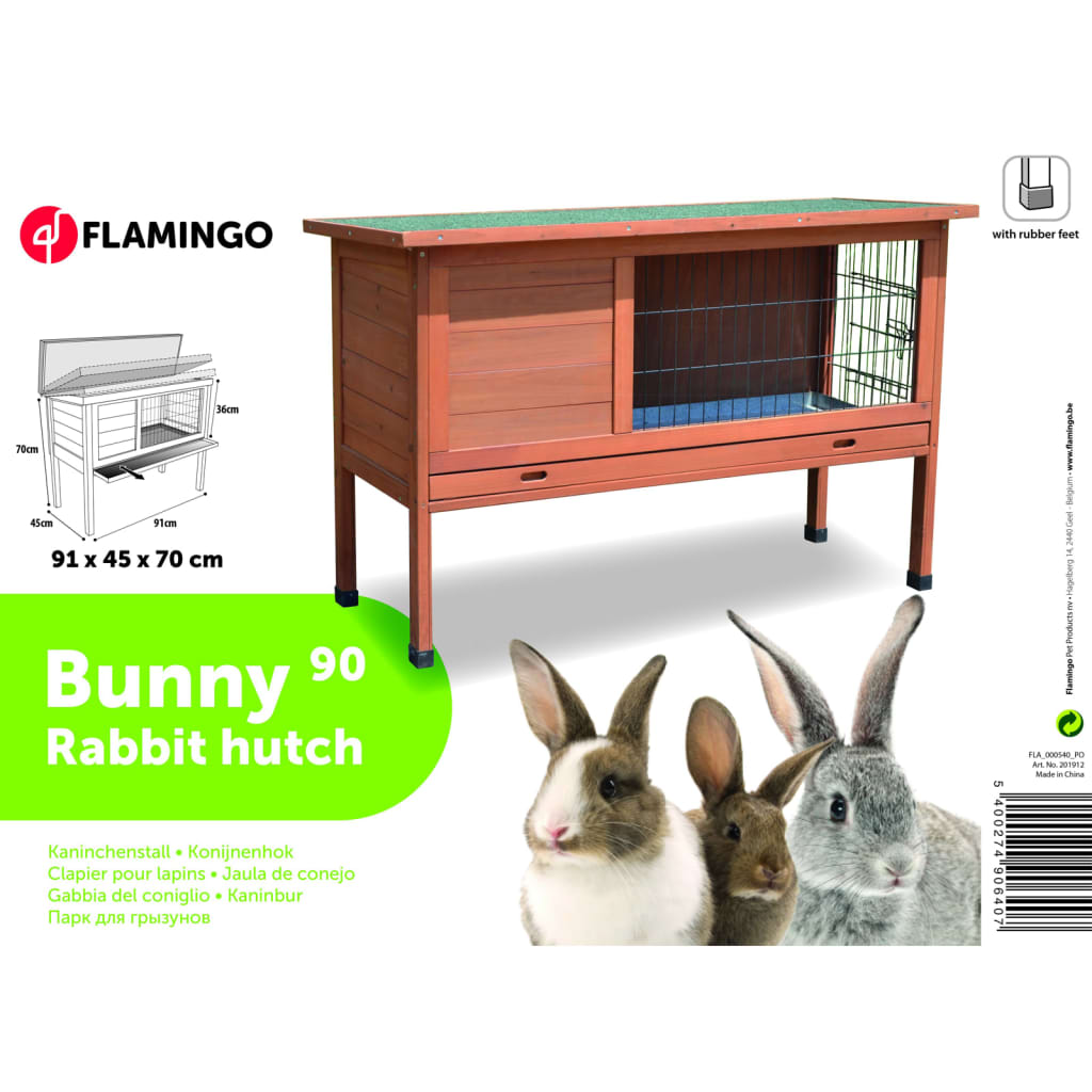 Flamingo Flamingo rabbit hutch Bunny 90 91x45x70 cm Brown