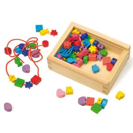 Small foot - perles à enfiler en bois, 84 pièces.