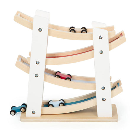 Petit pied - autoroute en bois avec 4 voitures