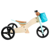 Petit pied - Tricycle en bois et vélo d'équilibre 2in1 turquoise