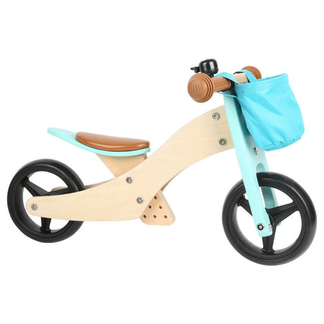 Petit pied - Tricycle en bois et vélo d'équilibre 2in1 turquoise