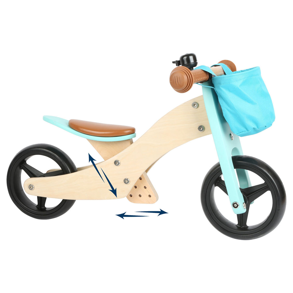 Petit pied - Tricycle en bois et vélo d'équilibre 2in1 turquoise