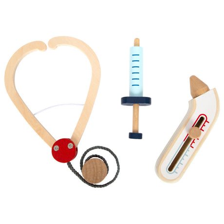 Petit pied - veste docteur avec accessoires en bois, 4dlg.