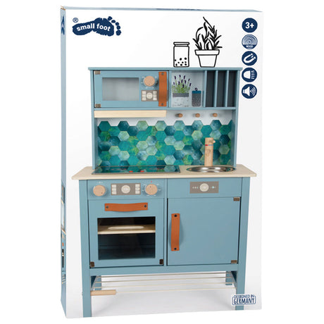 Petit pied - cuisine pour enfants en bois bleu, 7dlg.