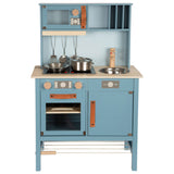 Petit pied - cuisine pour enfants en bois bleu, 7dlg.