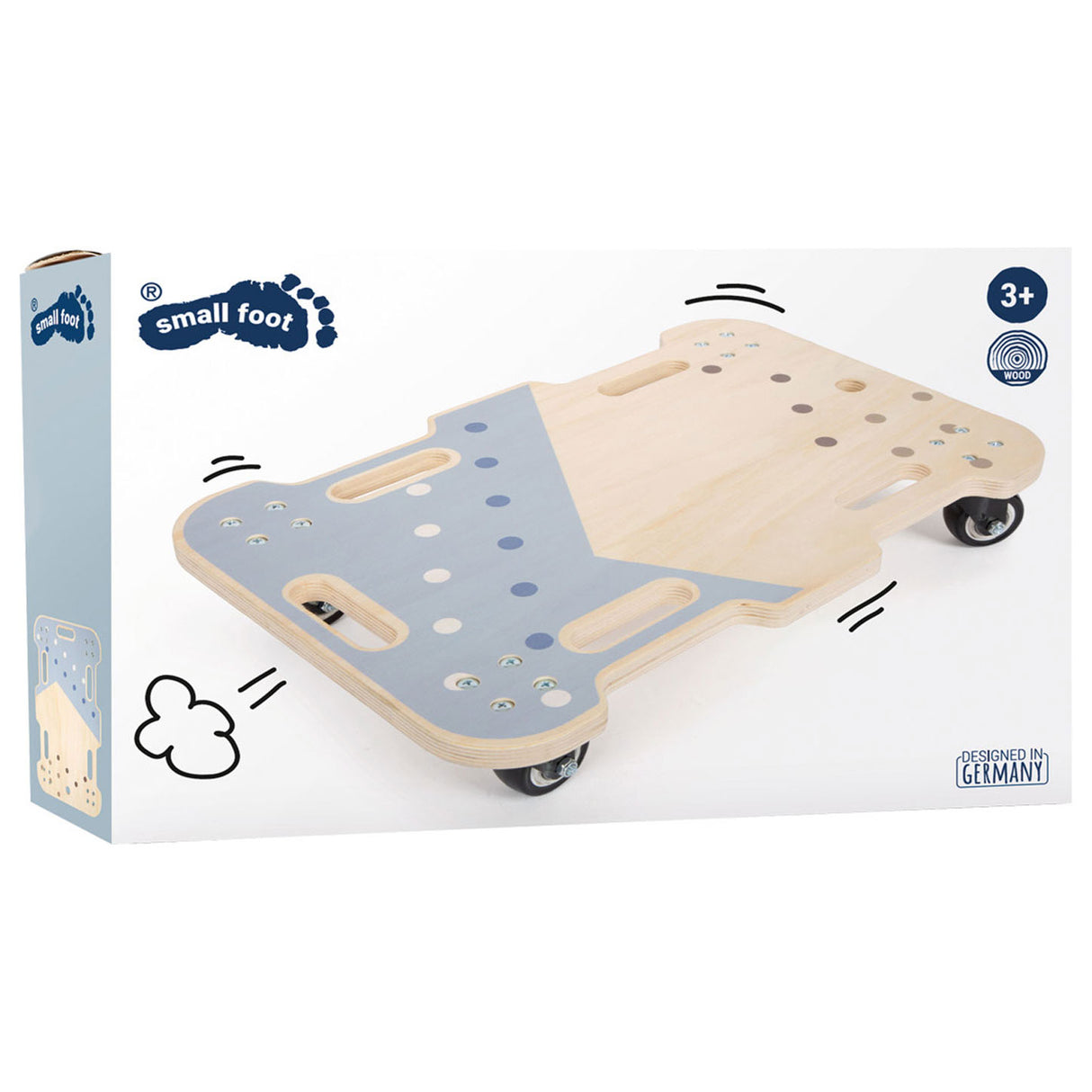 Petit pied - rouleau en bois bleu