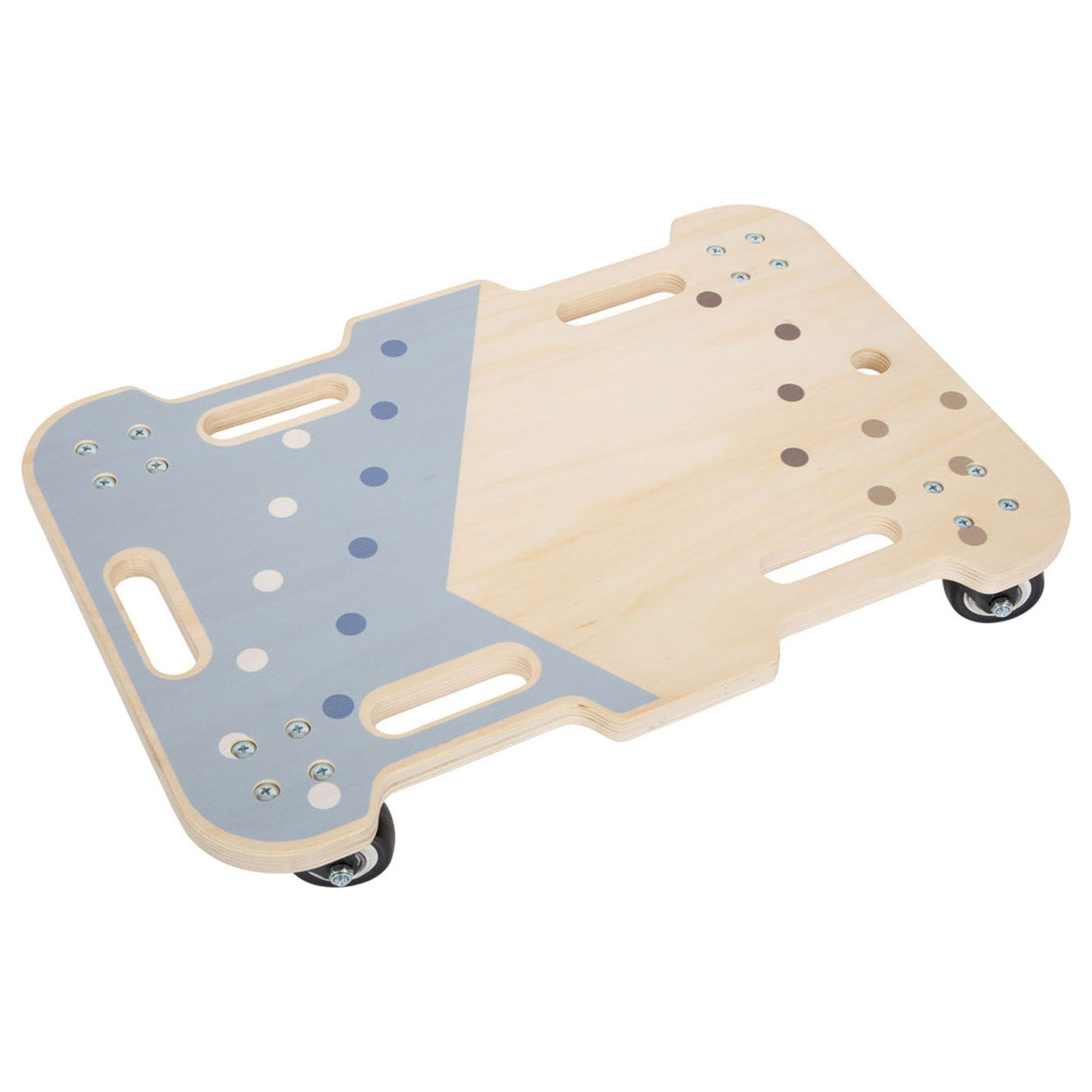 Petit pied - rouleau en bois bleu