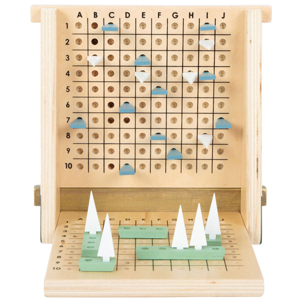 Small foot wooden strategy game battle for the ships