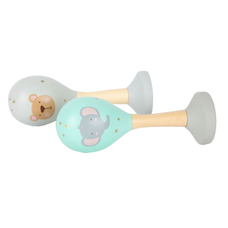Small foot - hochet bébé en bois maracas animal, lot de 2