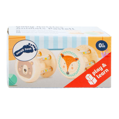 Small foot - hochet animal en bois, lot de 2