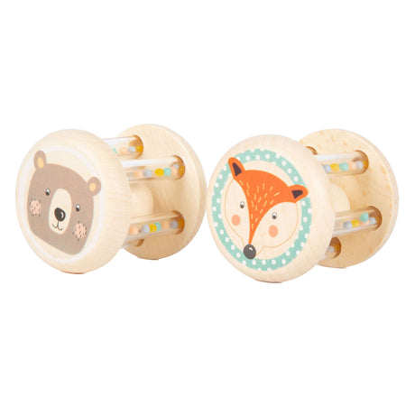 Small foot - hochet animal en bois, lot de 2