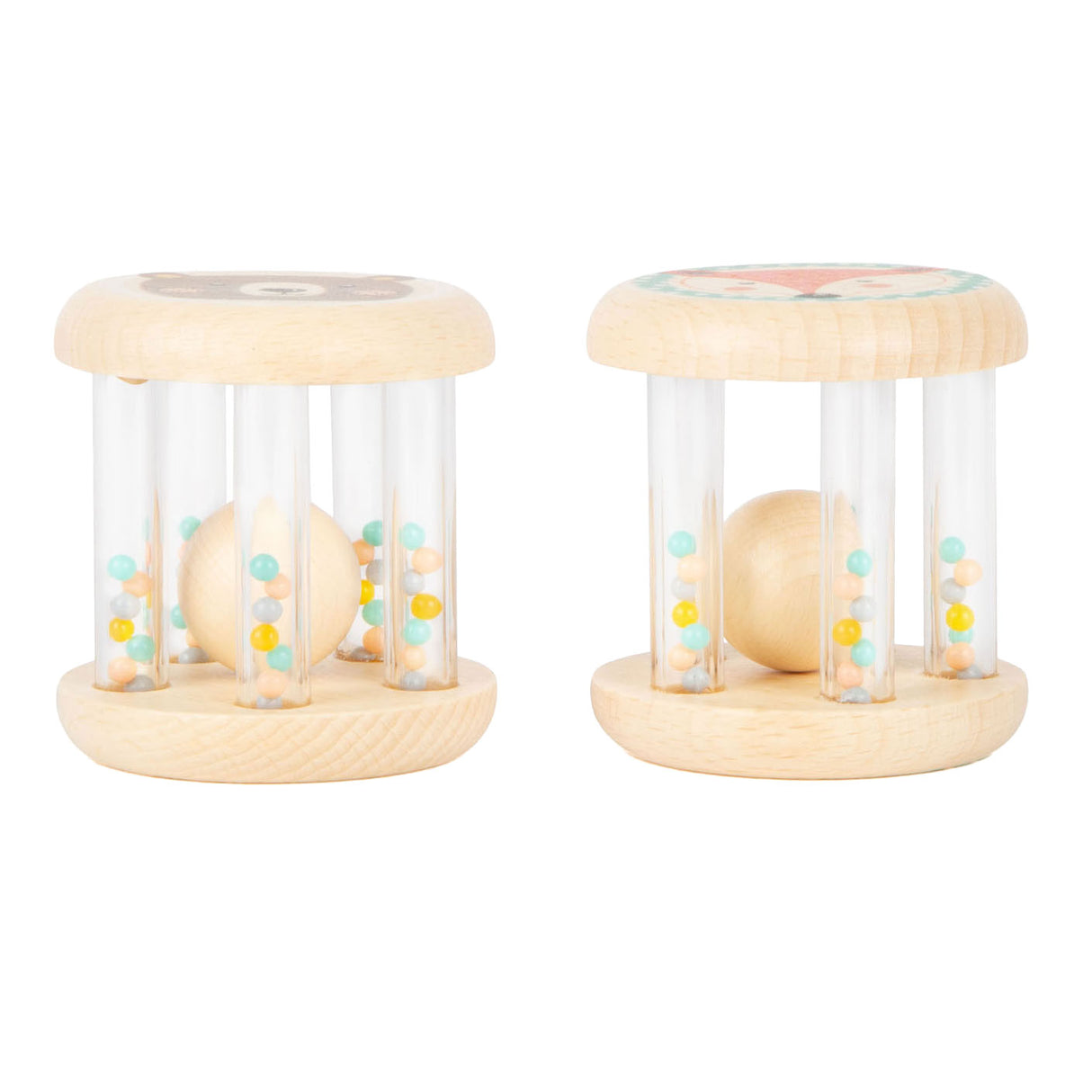 Small foot - hochet animal en bois, lot de 2