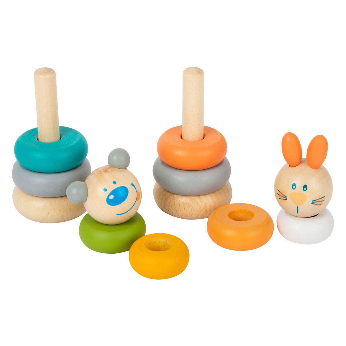 Small foot - tour à empiler en bois pastel animalier, 6 pcs.