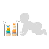 Petit pied d'empilement en bois pastel animal, 6dlg.
