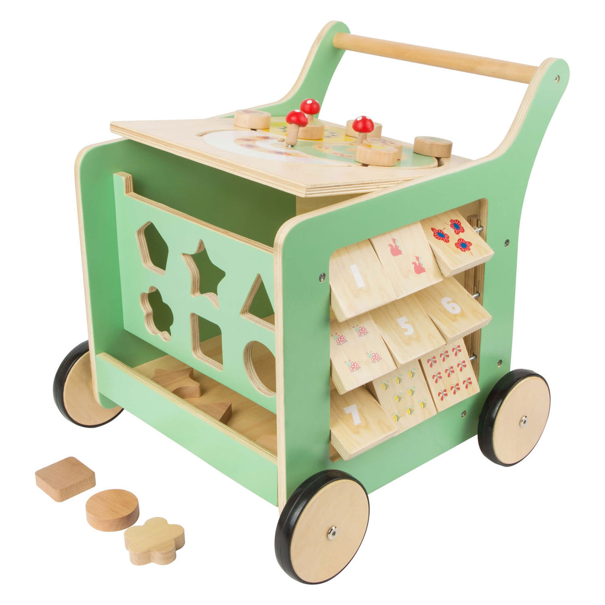 Holzbaby Walker Aktivitätszentrum Pastellgrün