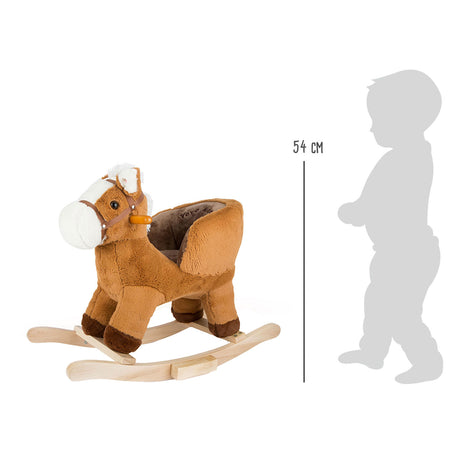 Small foot - cheval à bascule en bois marron avec siège et son