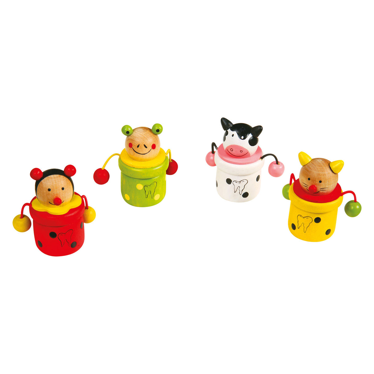 Petit pied de dents de lait en bois pot animal, 4st.