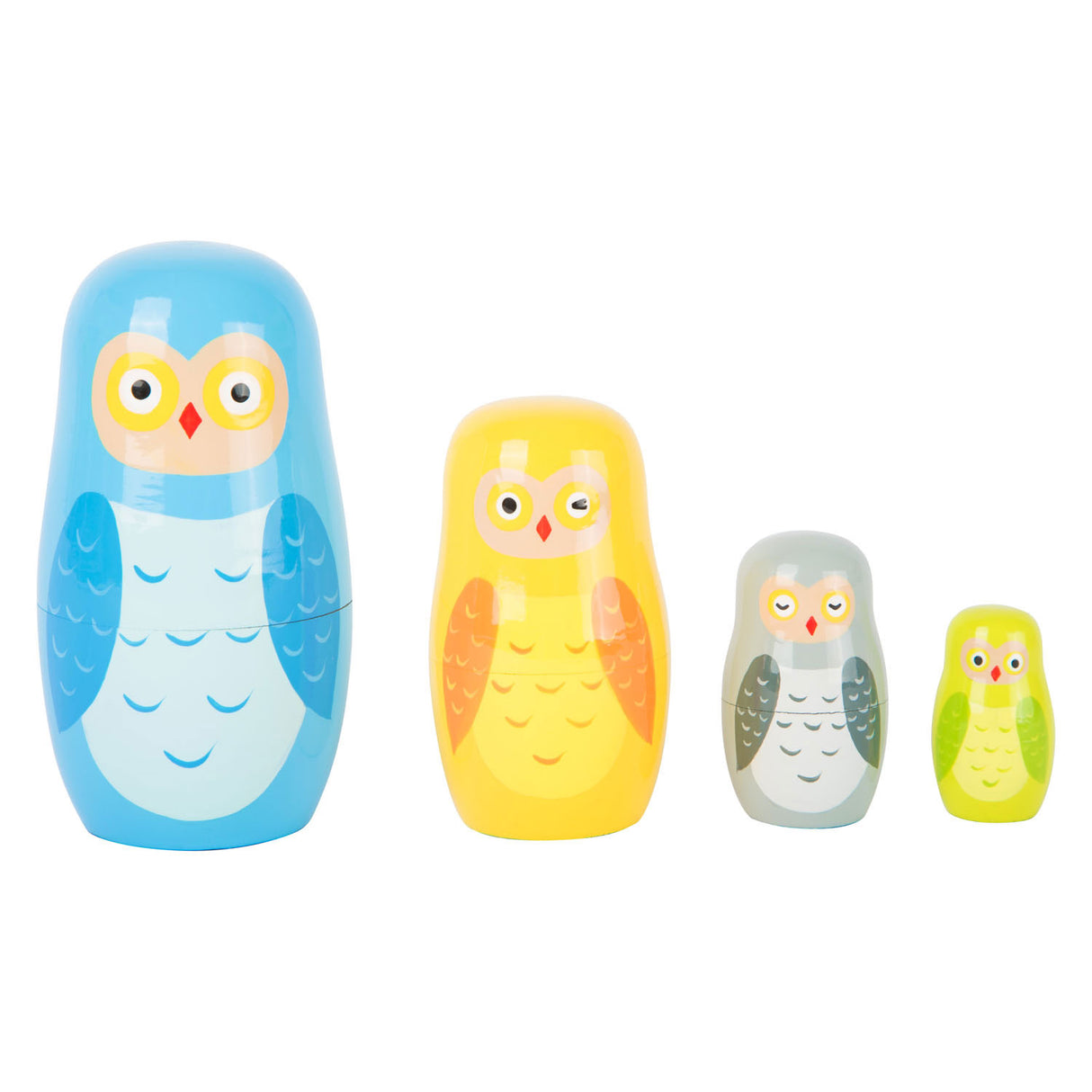 Small foot wooden matryoshka dolls owls family