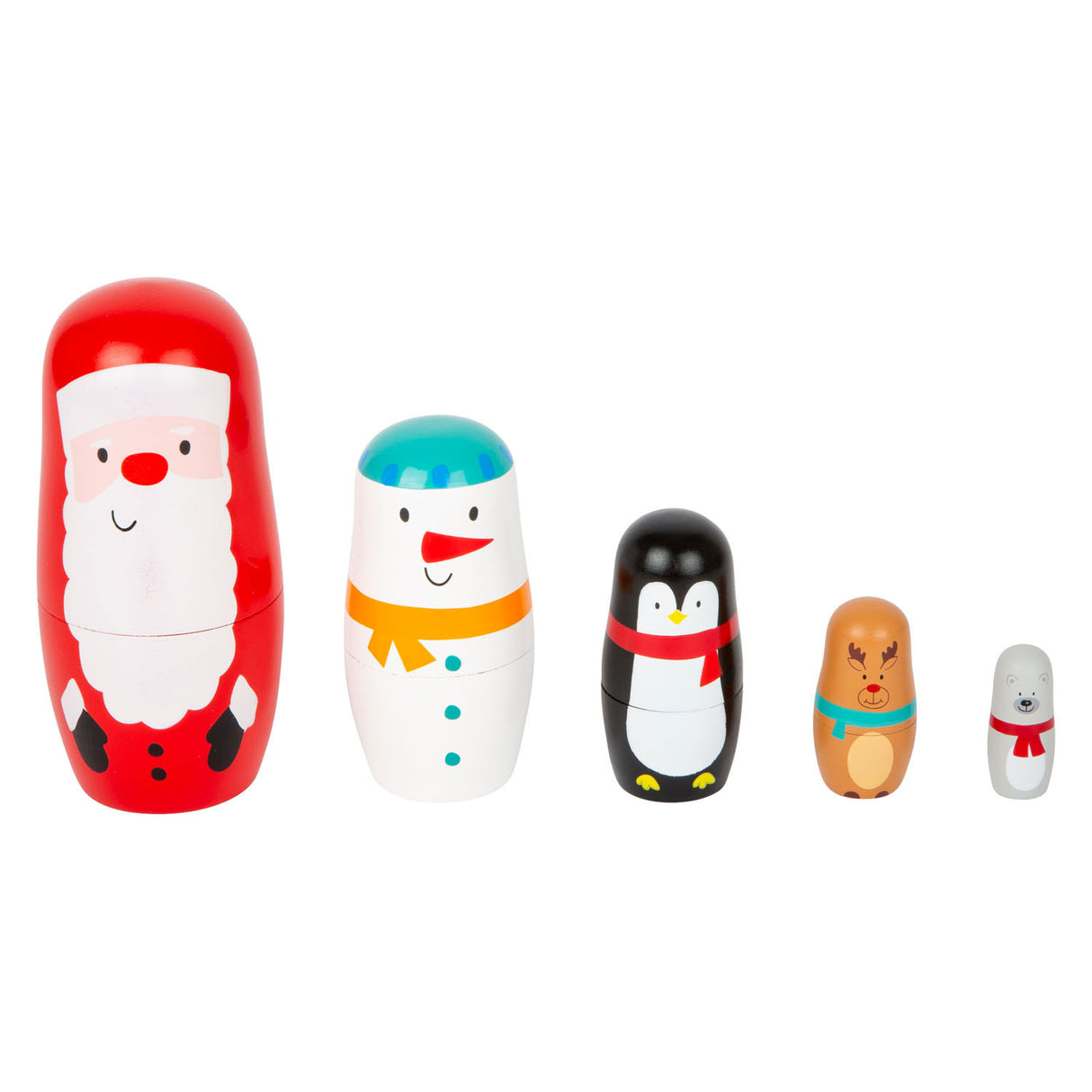 Malé nohy dřevěné matryoshka panenky Vánoce