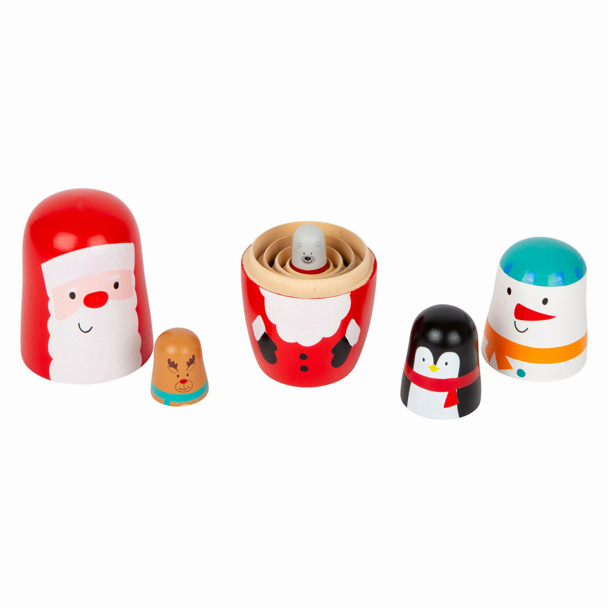 Malé nohy dřevěné matryoshka panenky Vánoce