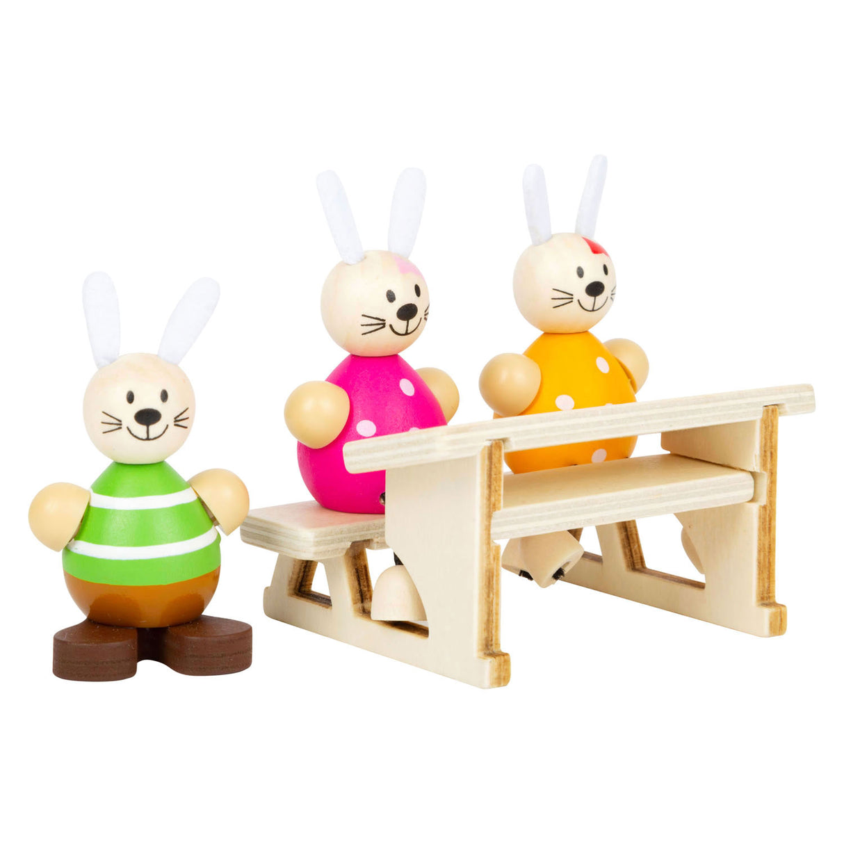 Small Foot Wood Poppenhuis Rabbit School Class Play Set