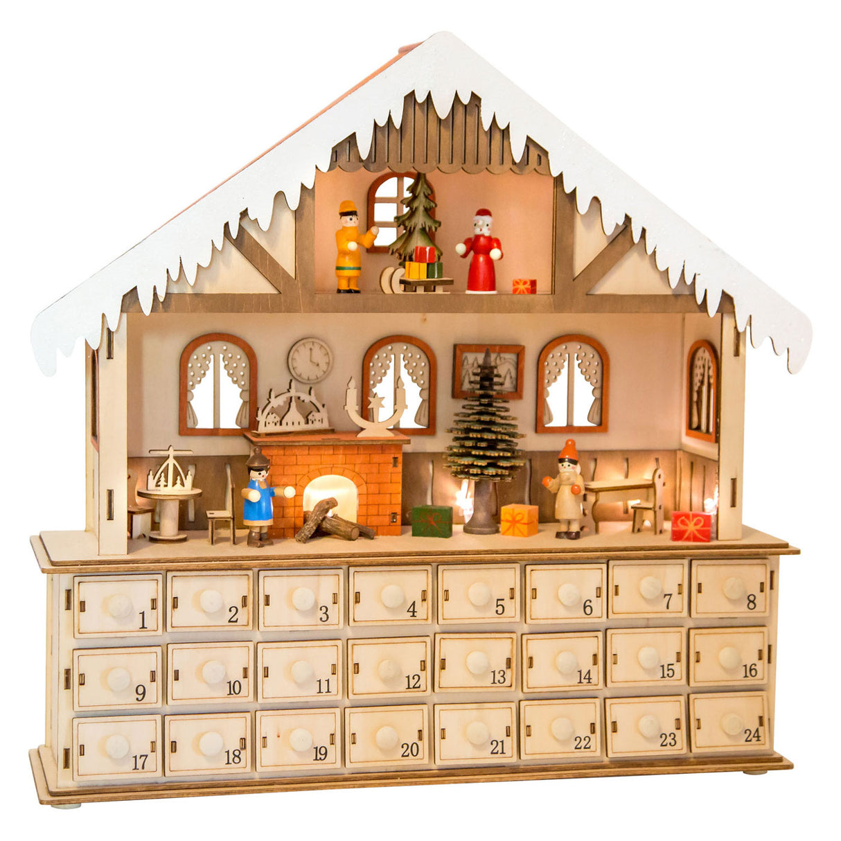 Small Foot - Wooden Advent calendar living room with lights