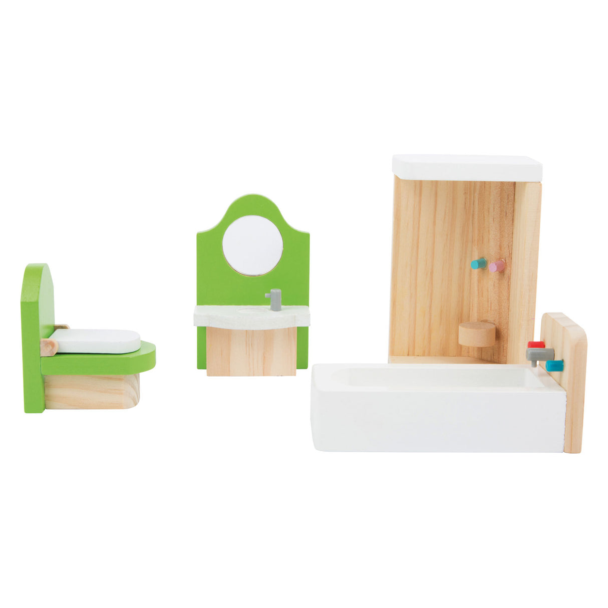 Small foot wooden dollhouse furniture bathroom, 4dlg.