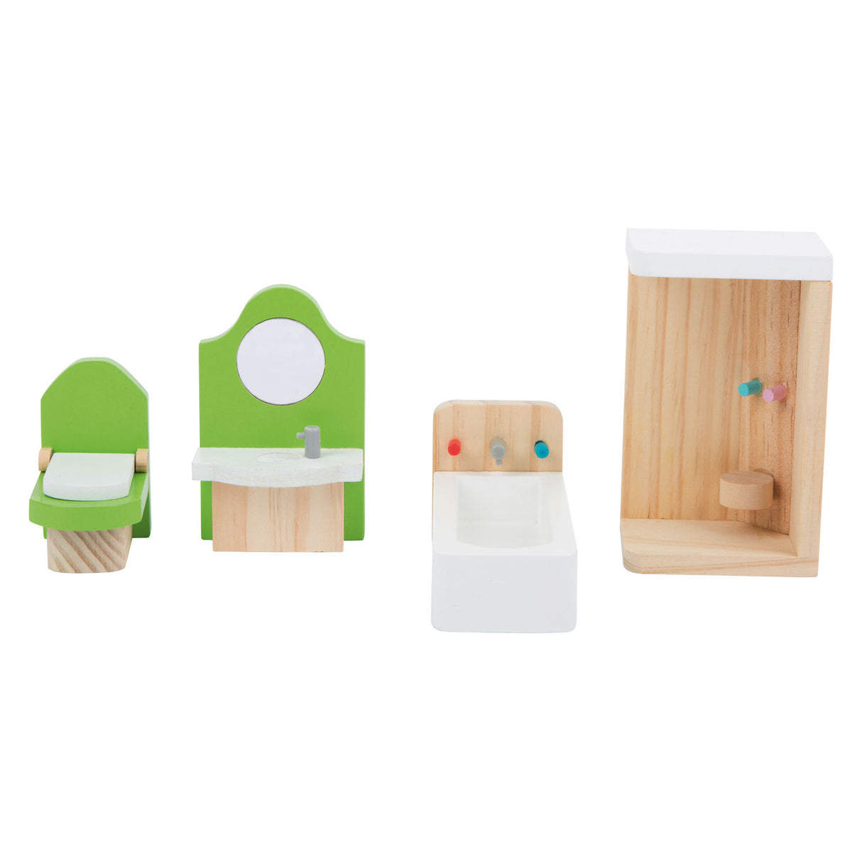 Small foot wooden dollhouse furniture bathroom, 4dlg.