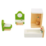 Small foot wooden dollhouse furniture bathroom, 4dlg.